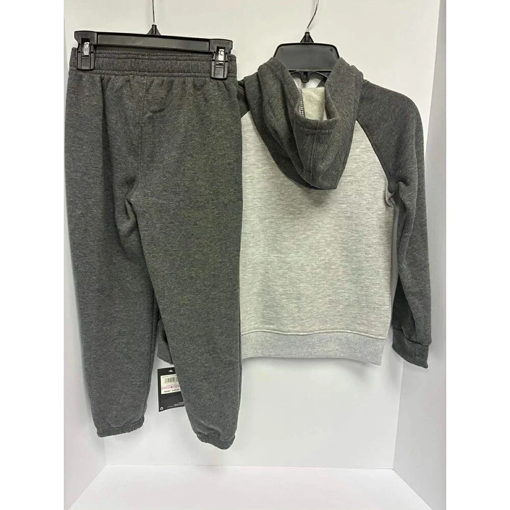Under Armour Boys 2 Piece‎ Hoodie & Jogger Set Gray & Dark Charcoal Size 6 NWT